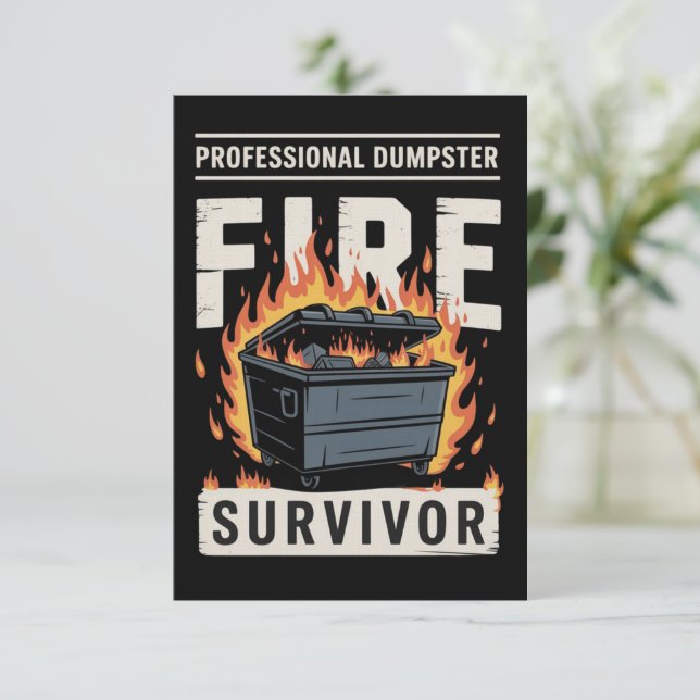 Professional Dumpster Fire Survivor Funny Work  Einladung (Stehend Vorderseite)