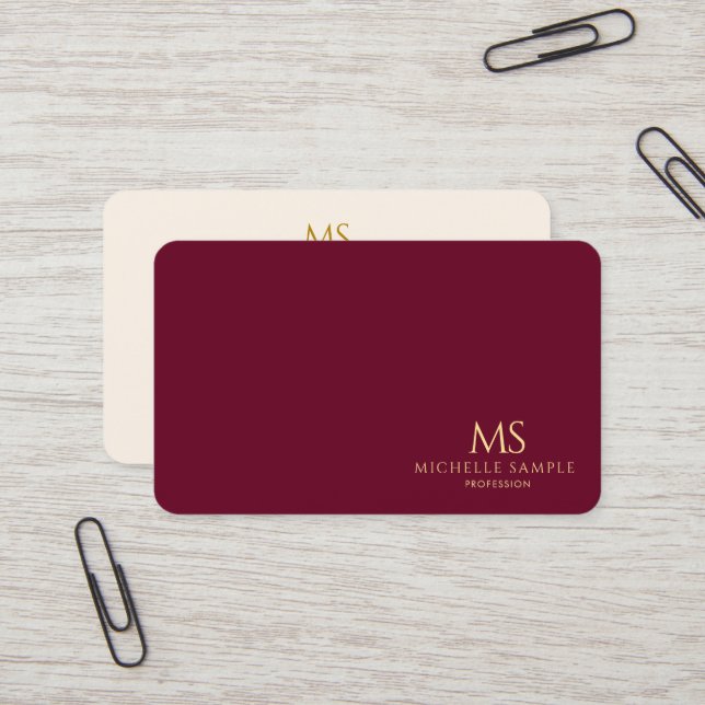 Professional Elegant Gold Text Monogram Luxe Silk Visitenkarte (Vorderseite/Rückseite Beispiel)