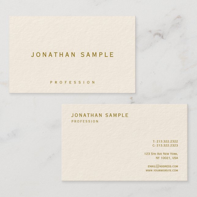 Professional Elegant Template Gold Text Luxurious Visitenkarte (Vorne/Hinten)