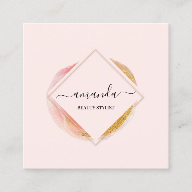 Professional Frame Beauty Studio Logo Makeup Body Quadratische Visitenkarte (Vorderseite)