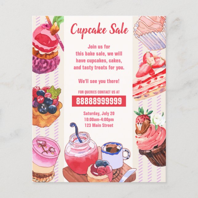 Professional Fun Baking Bake Bakery Sale Custom Flyer (Vorne)