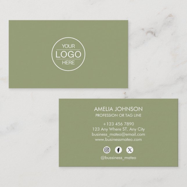 Professional Green Add your Logo Visitenkarte (Vorne/Hinten)