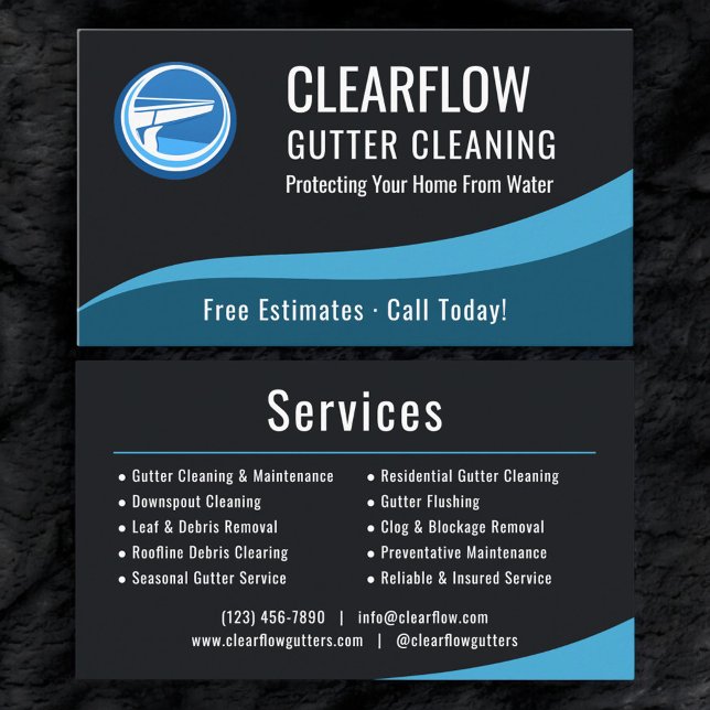 Professional Gutter Cleaning Service Company Visitenkarte (Von Creator hochgeladen)