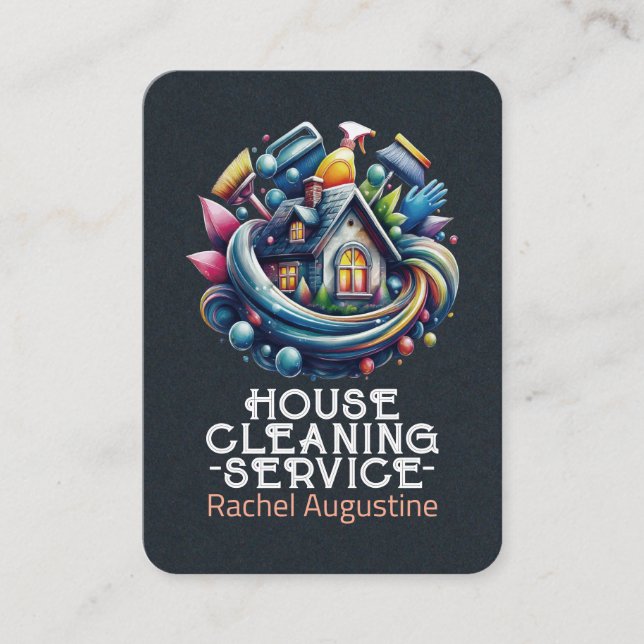 Professional House Cleaning Service Housekeeping Visitenkarte (Vorderseite)