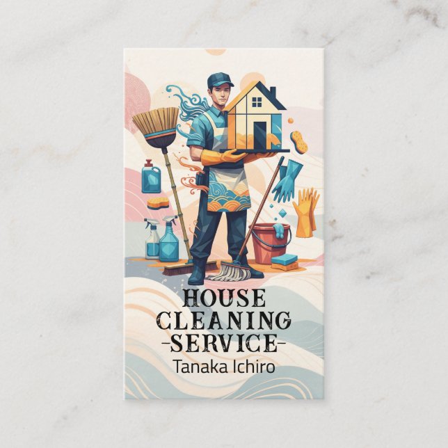 Professional House Cleaning Service Housekeeping Visitenkarte (Vorderseite)