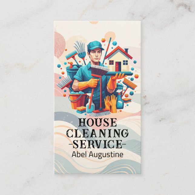 Professional House Cleaning Service Housekeeping Visitenkarte (Vorderseite)