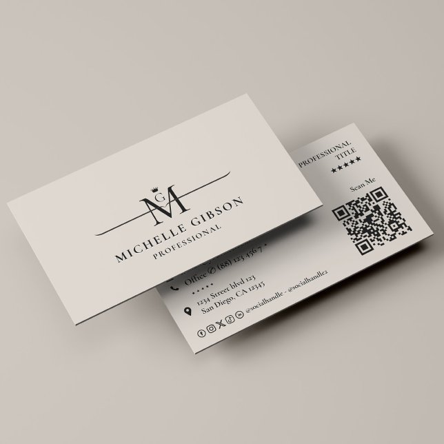Professional Initial Crown Monogram Sand Marketing Visitenkarte (Professional Initial Crown Monogram Sand Marketing Business Card
)