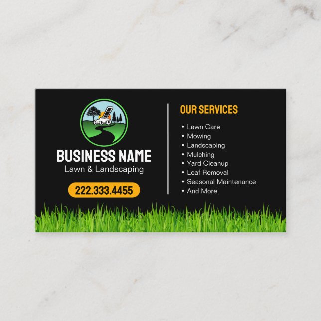 Professional Landscaping Grass Mowing Service Visitenkarte (Vorderseite)