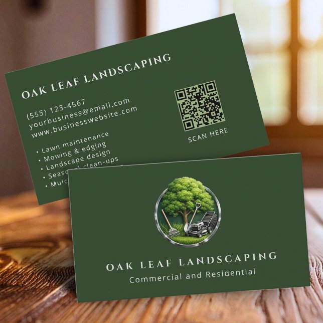 Professional Lawn Care Landscaping Service QR Code Visitenkarte (Von Creator hochgeladen)