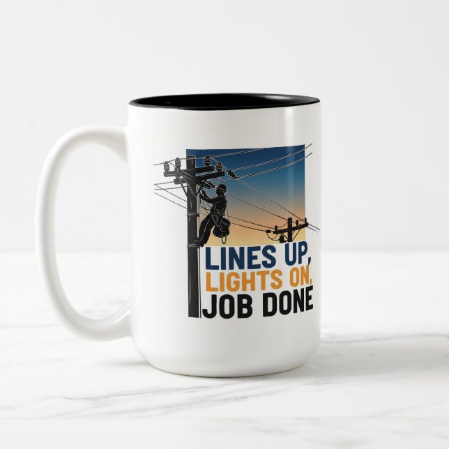 Professional Lineman  Proud Utility Worker Zweifarbige Tasse (Links)