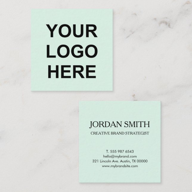 Professional Logo Minimal Modern Mint Green   Quadratische Visitenkarte (Vorne/Hinten)