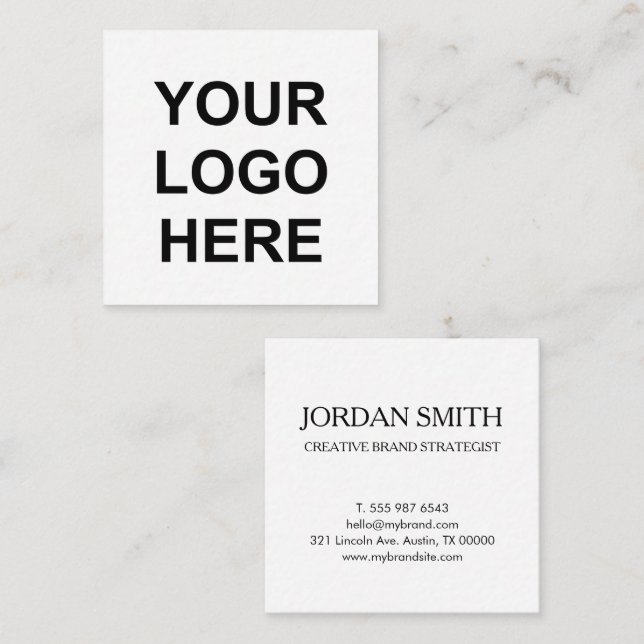 Professional Logo Minimal Modern White  Quadratische Visitenkarte (Vorne/Hinten)