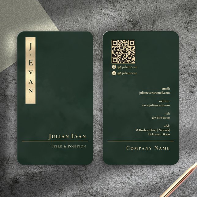 Professional Luxe Emerald Green Gold Business Card Visitenkarte (Professional Luxe Emerald Green Gold Business Card)