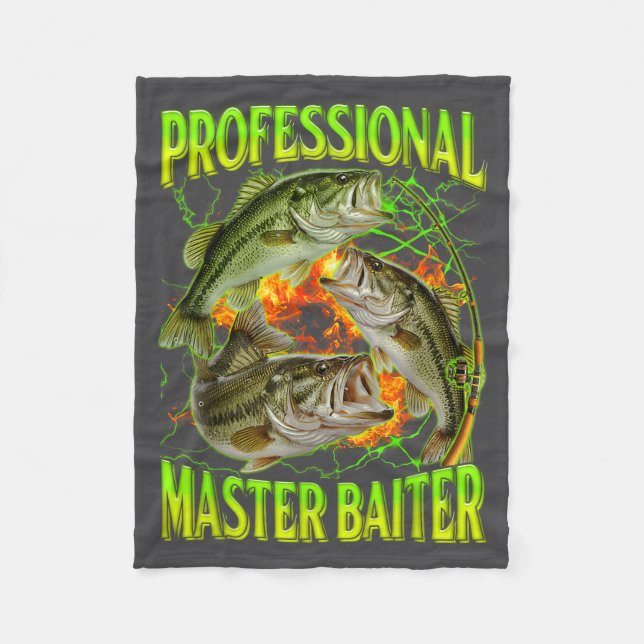 Professional Master Baiter Funny Fishing Meme Boot Fleecedecke (Vorderseite)