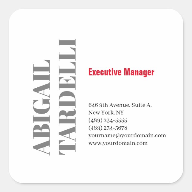 Professional minimalist bold modern custom plain quadratischer aufkleber (Vorderseite)