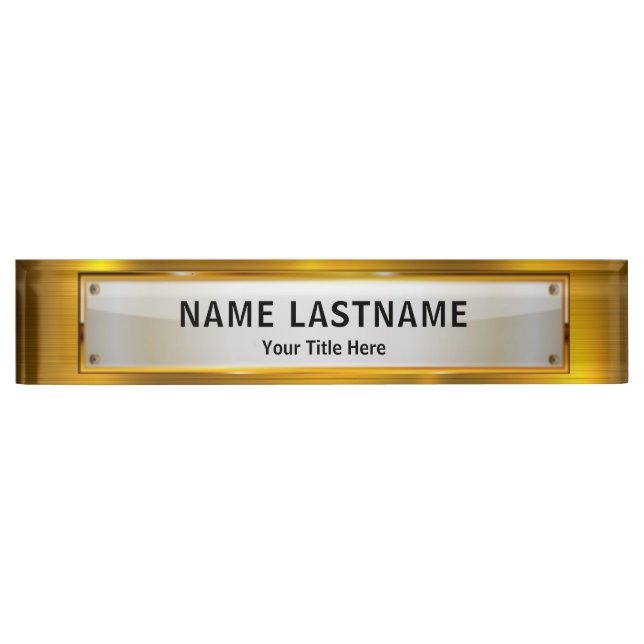Professional Modern Black and Gold Office Namensplakette (Vorderseite)