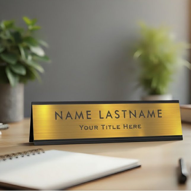 Professional Modern Black and Gold Office Schreibtischnamensplakette (Von Creator hochgeladen)