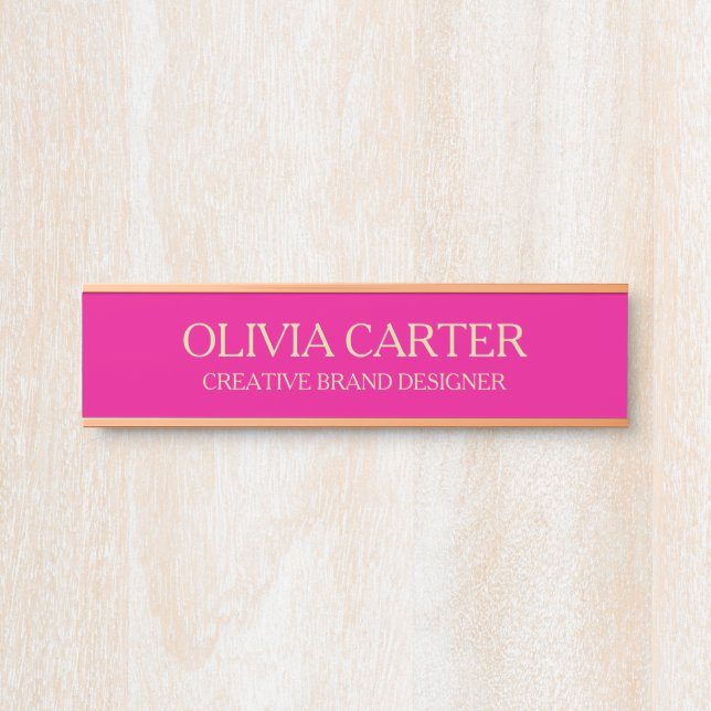 Professional Modern pink Gold Office Name Title Türschild (Vorderseite )