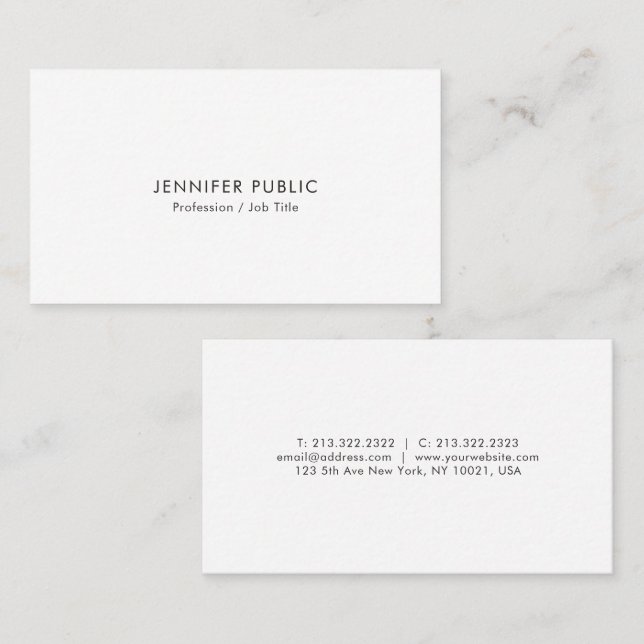 Professional Modern Simple Elegant White Template Visitenkarte (Vorne/Hinten)