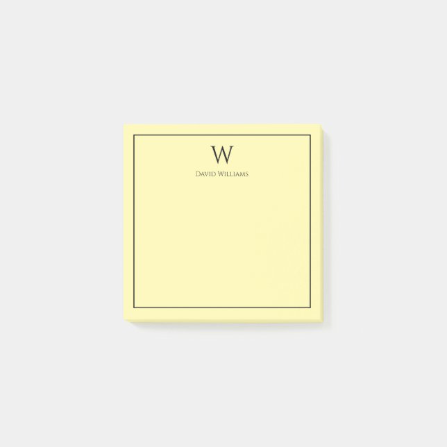 Professional Monogram Classic Pale Yellow Post-it Klebezettel (Vorderseite)