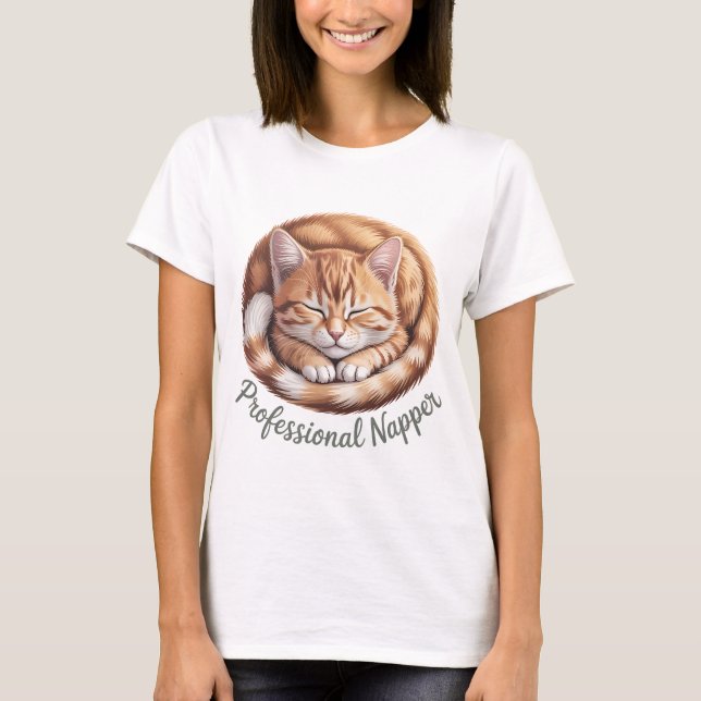 Professional Napper Cute Sleeping Orange Cat | Fun T-Shirt (Vorderseite)