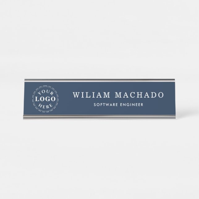 Professional Navy Blue Name Plate for Software Egr Schreibtischnamensplakette (Vorderseite )