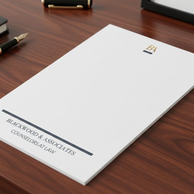 Professional Navy Gold Monogram Legal Desk Pad Notizblock (Von Creator hochgeladen)