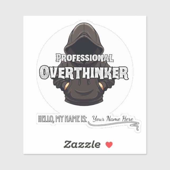 Professional Overthinker Funny Custom Name  Aufkleber (Blatt)