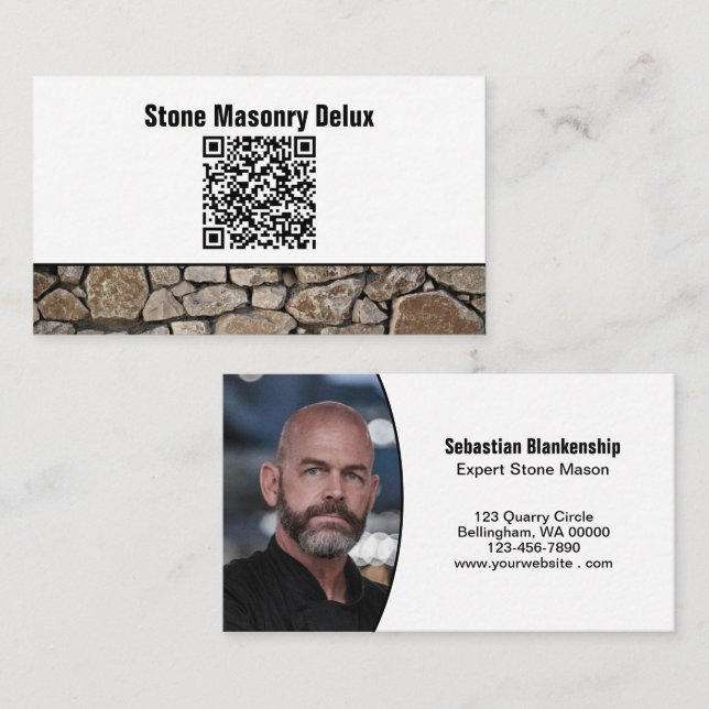 Professional Photo QR Code Stone Wall Visitenkarte (Vorne/Hinten)