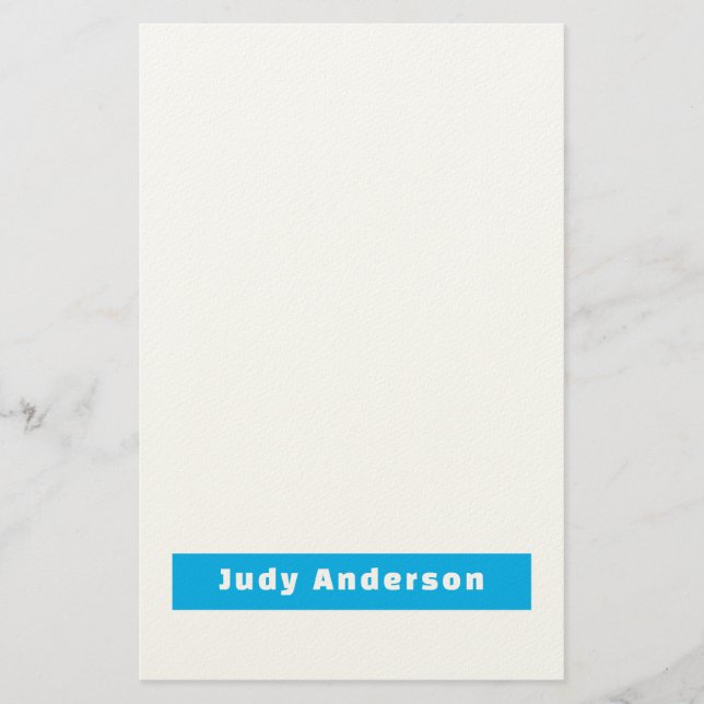 Professional Plain Modern Elegant Name Blue White Briefpapier (Vorderseite)