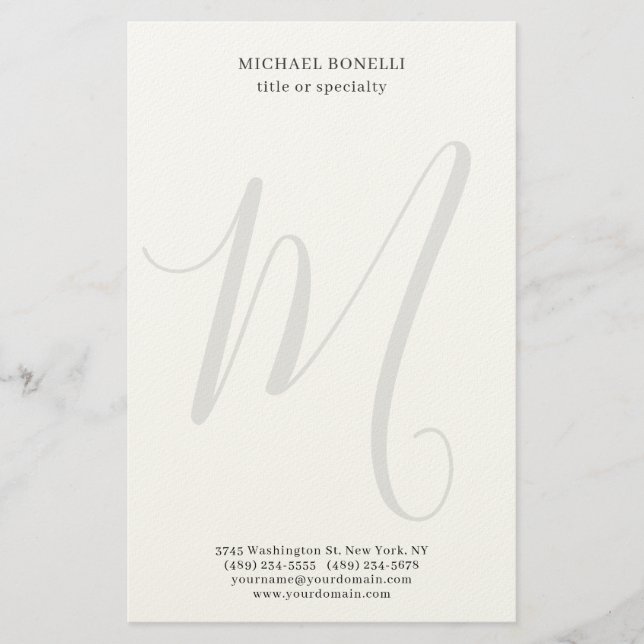 Professional Plain Modern Minimalist Monogrammed Briefpapier (Vorderseite)