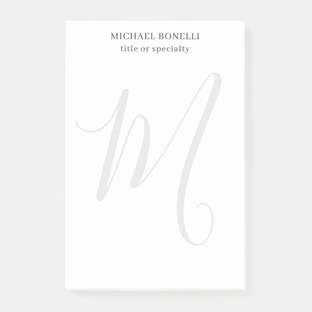 Professional Plain Modern Minimalist Monogrammed Post-it Klebezettel (Vorderseite)