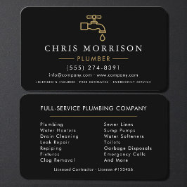 Professional Plumbing Service Black Gold Visitenkarte