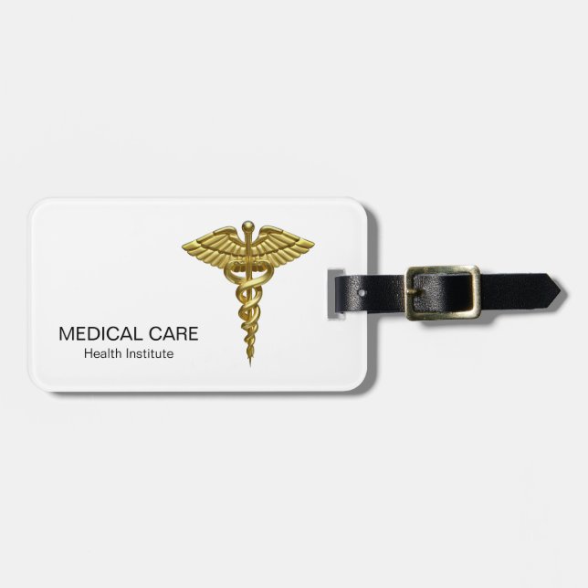 Professional Precious Medical Gold Caduceus Gepäckanhänger (Vorderseite horizontal)