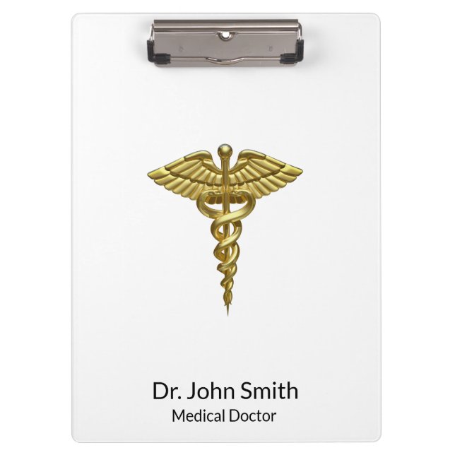 Professional Precious Medical Gold Caduceus Klemmbrett (Vorderseite)