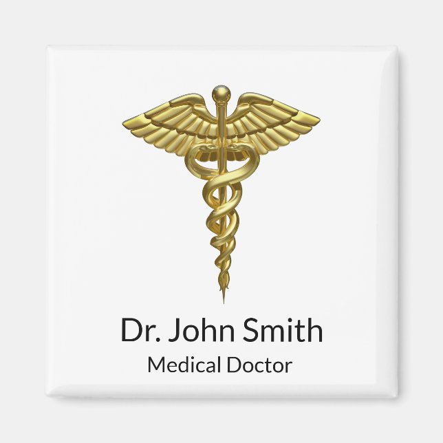 Professional Precious Medical Gold Caduceus Magnet (Vorne)