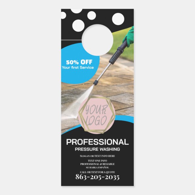Professional Pressure Wash Minimalist Logo Coupon Türanhänger (Vorderseite)