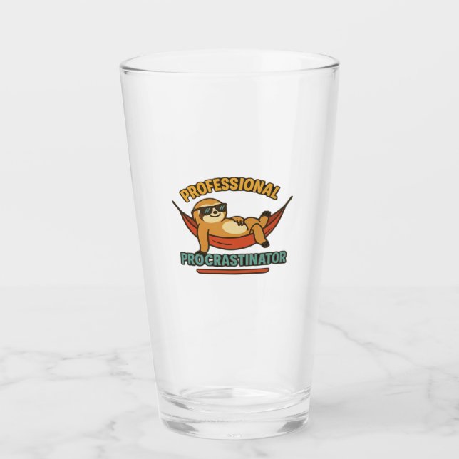 Professional Procrastinator Sloth Retro T-Shirt Cl Glas (Vorderseite)
