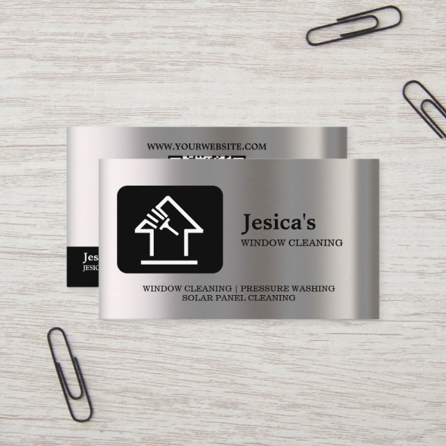 Professional QR Code Washing Power Window Cleaning Visitenkarte (Vorderseite/Rückseite Beispiel)