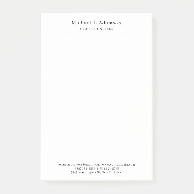 Professional Retro Style Elegant Plain Simple Post-it Klebezettel (Vorderseite)