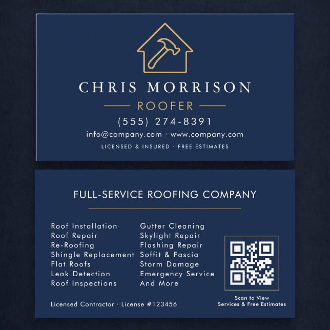 Professional Roofing Roofer QR Code Visitenkarte (Von Creator hochgeladen)