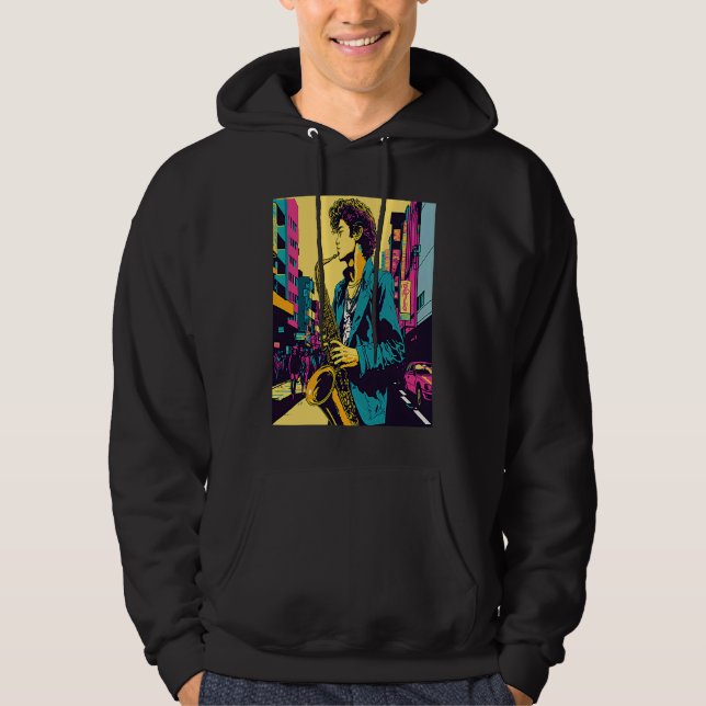 Professional Saxophone Musician Retro Pop Saxophon Hoodie (Vorderseite)