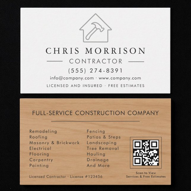 Professional Silver and White Builder QR Code  Visitenkarte (Von Creator hochgeladen)