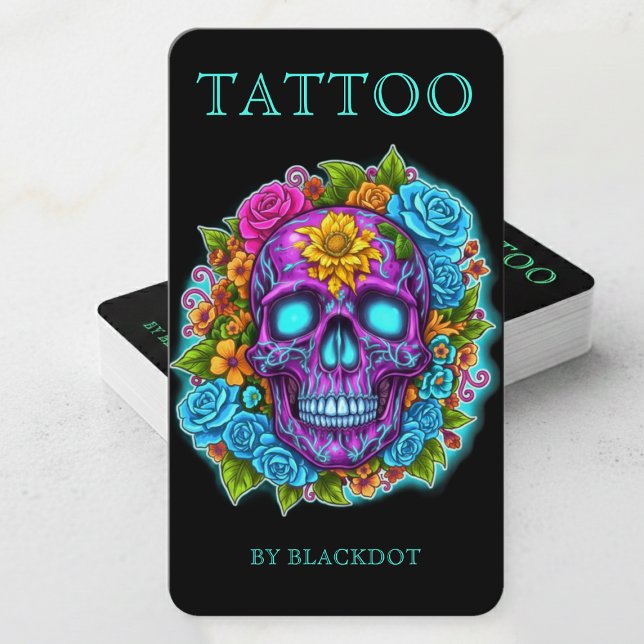 Professional Tattooists Tattoo Artist Floral Skull Visitenkarte (Von Creator hochgeladen)