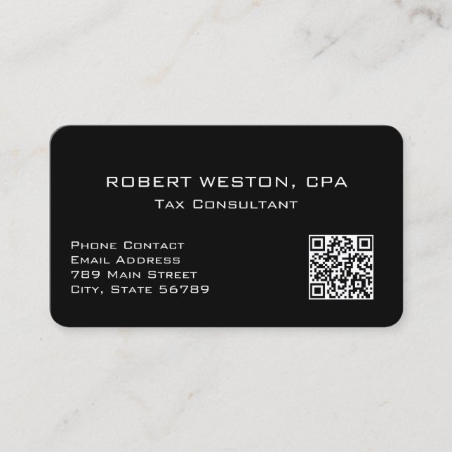 Professional Tax Accountant Editable QR Code Visitenkarte (Vorderseite)