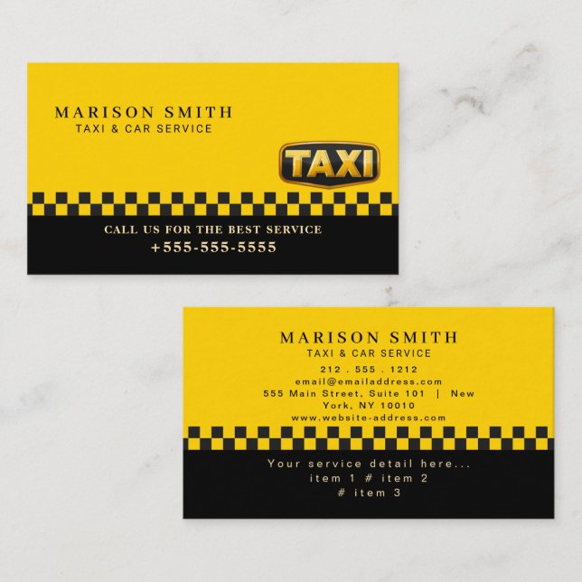 Professional Taxi Service  Visitenkarte (Vorne/Hinten)
