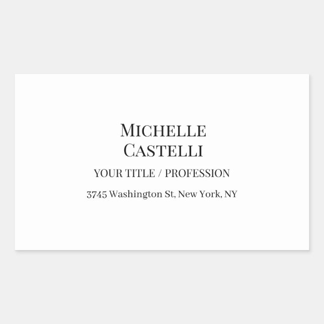 Professional Unique Classical Simple Black & White Rechteckiger Aufkleber (Vorderseite)