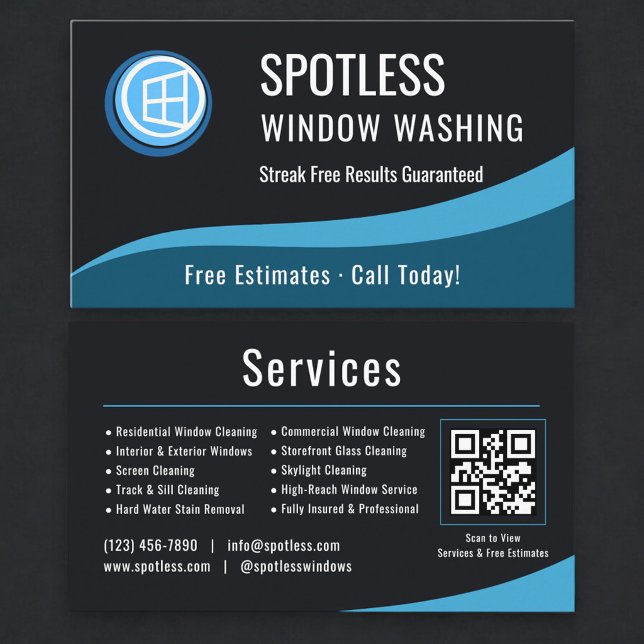 Professional Window Washing Company QR Code Visitenkarte (Von Creator hochgeladen)