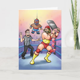 Professional Wrestling Luchador Piñata Birthday Karte