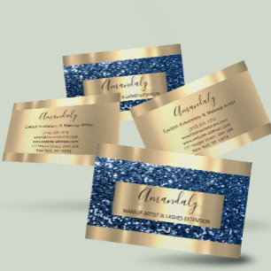 ProfessionalGlitter Blue Navy Gold Modernes Leucht Visitenkarte
